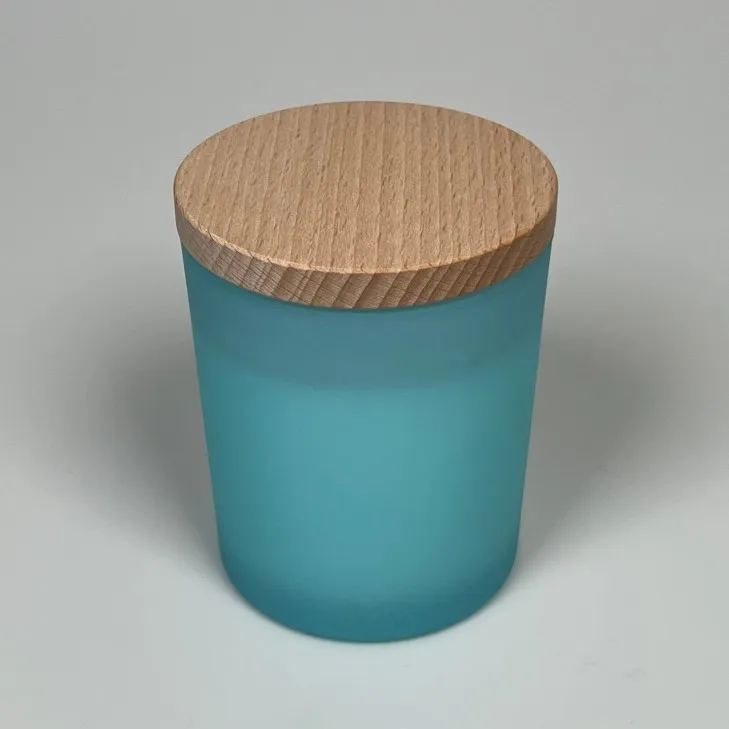 Świeca sojowa zapachowa w szkle błękitny mat - bawełniany knot 245 ml