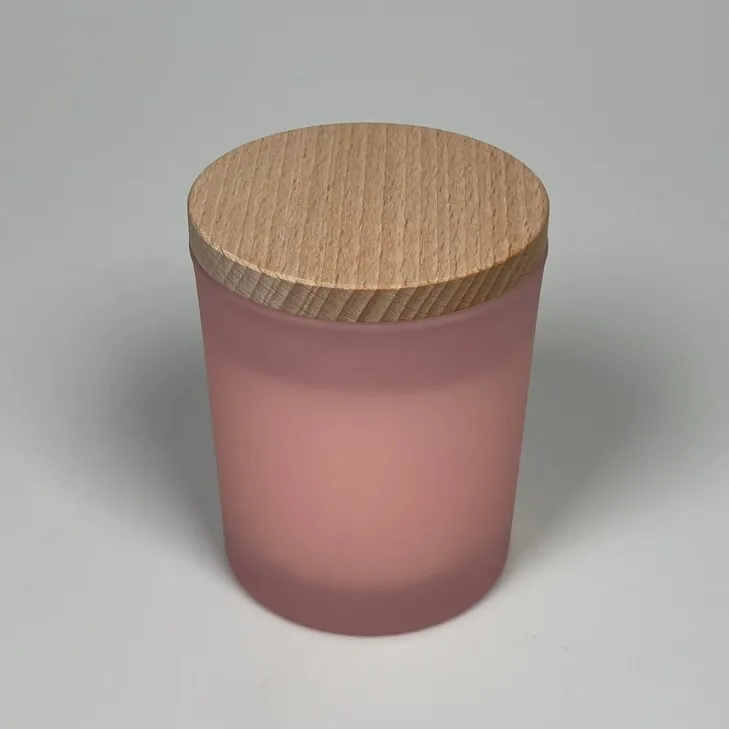 Świeca sojowa zapachowa w szkle różowy mat - bawełniany knot 245 ml